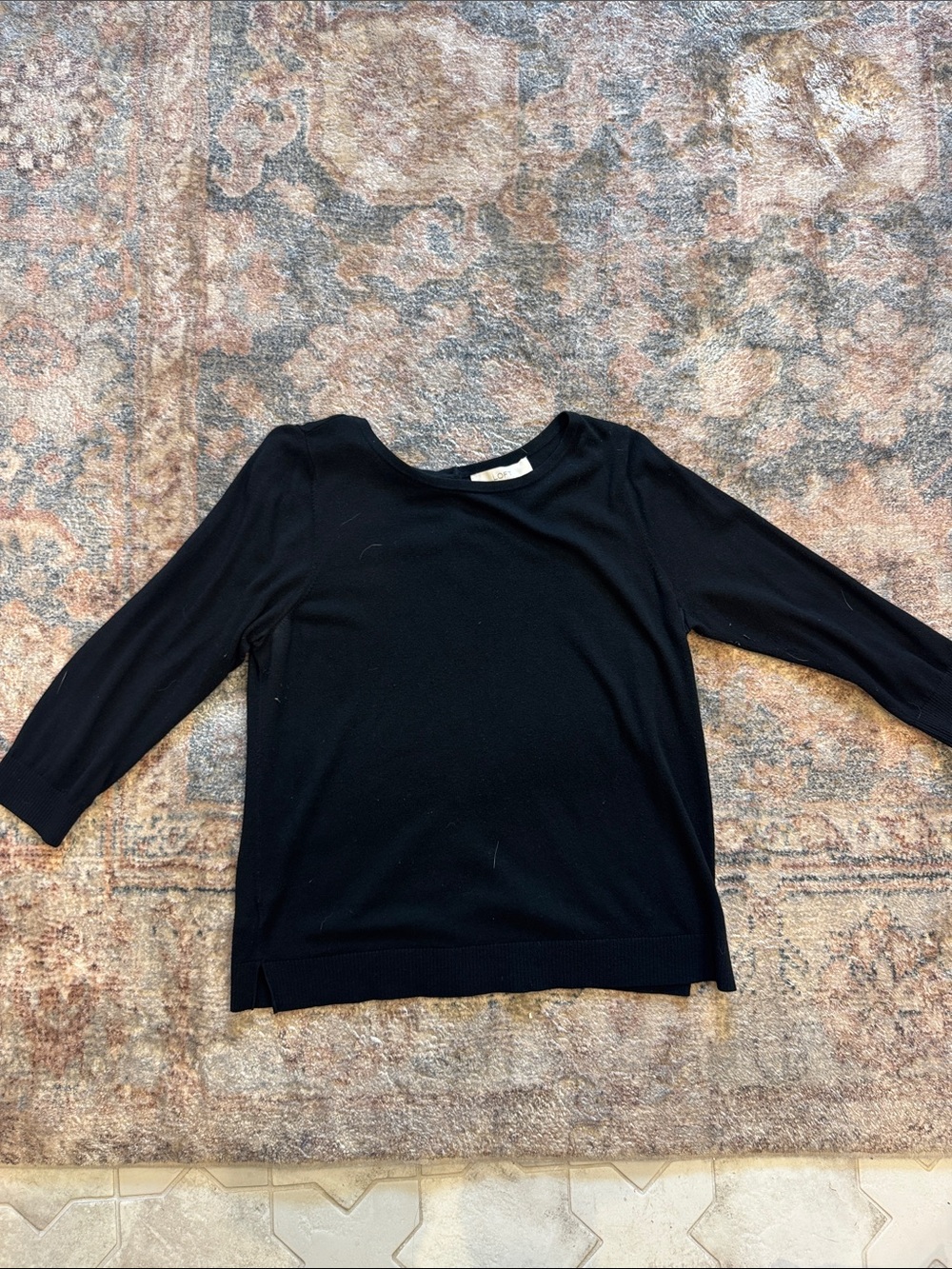 Loft 3/4 Sleeve Knit Top w Button Back